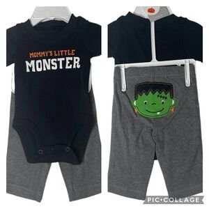 NEW Carters Baby Boy 2-Pc Mommy's Little Monster Halloween Outfit Shirt Pants NB
